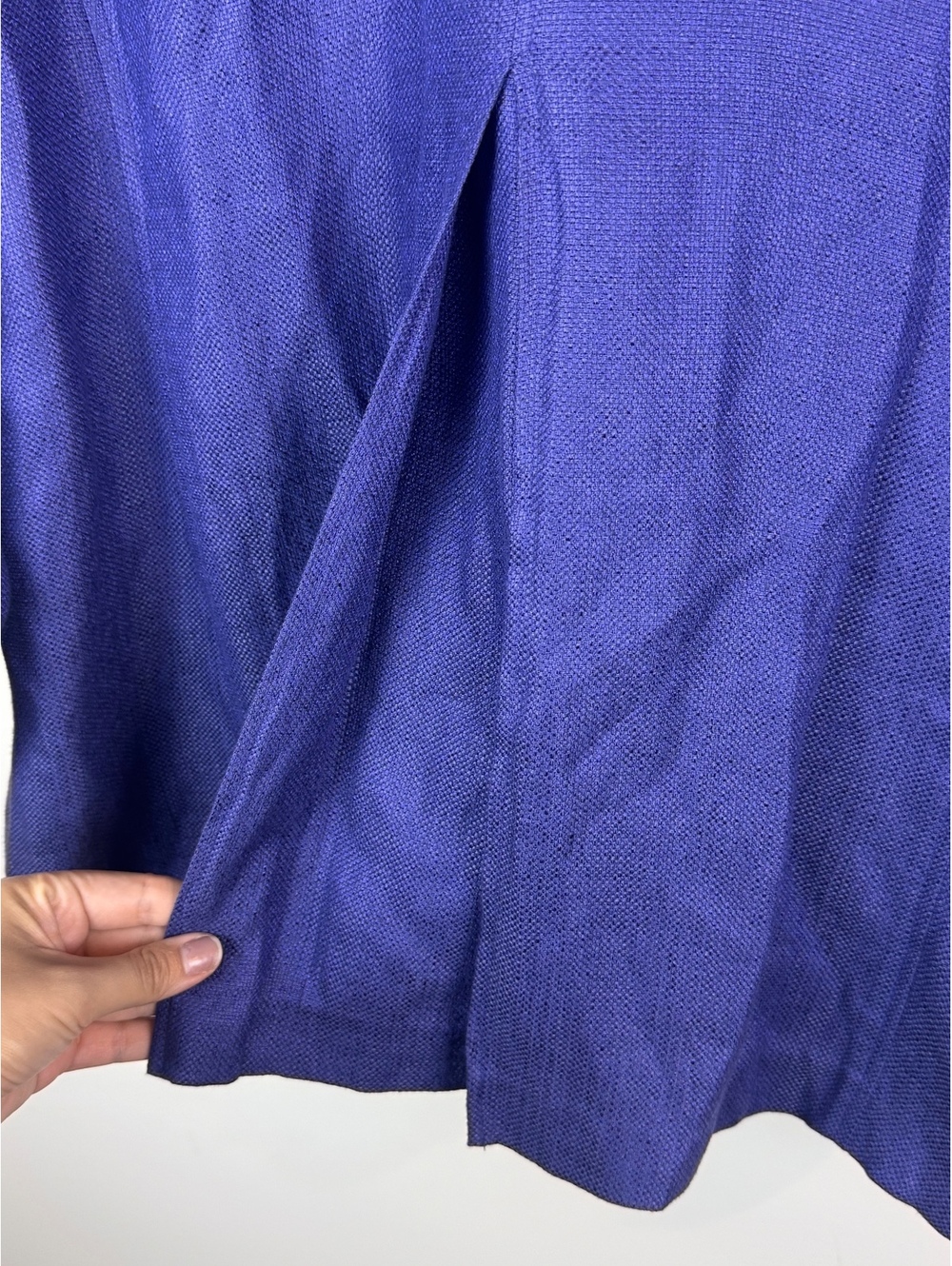 Eileen Fisher Linen Basket Sheen Jacket 3X Purple Open Front 3/4 Sleeve - Picture 10 of 12